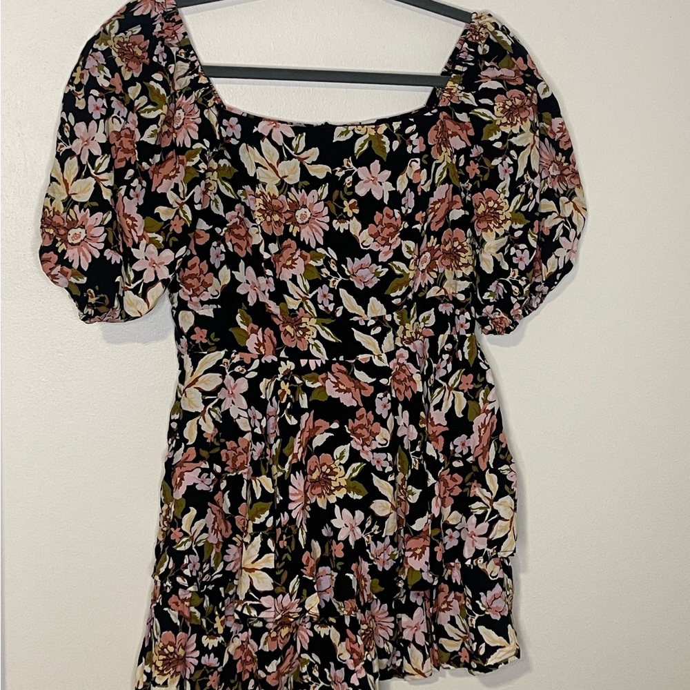 Pink and Black Floral Mini romper Women’s Medium